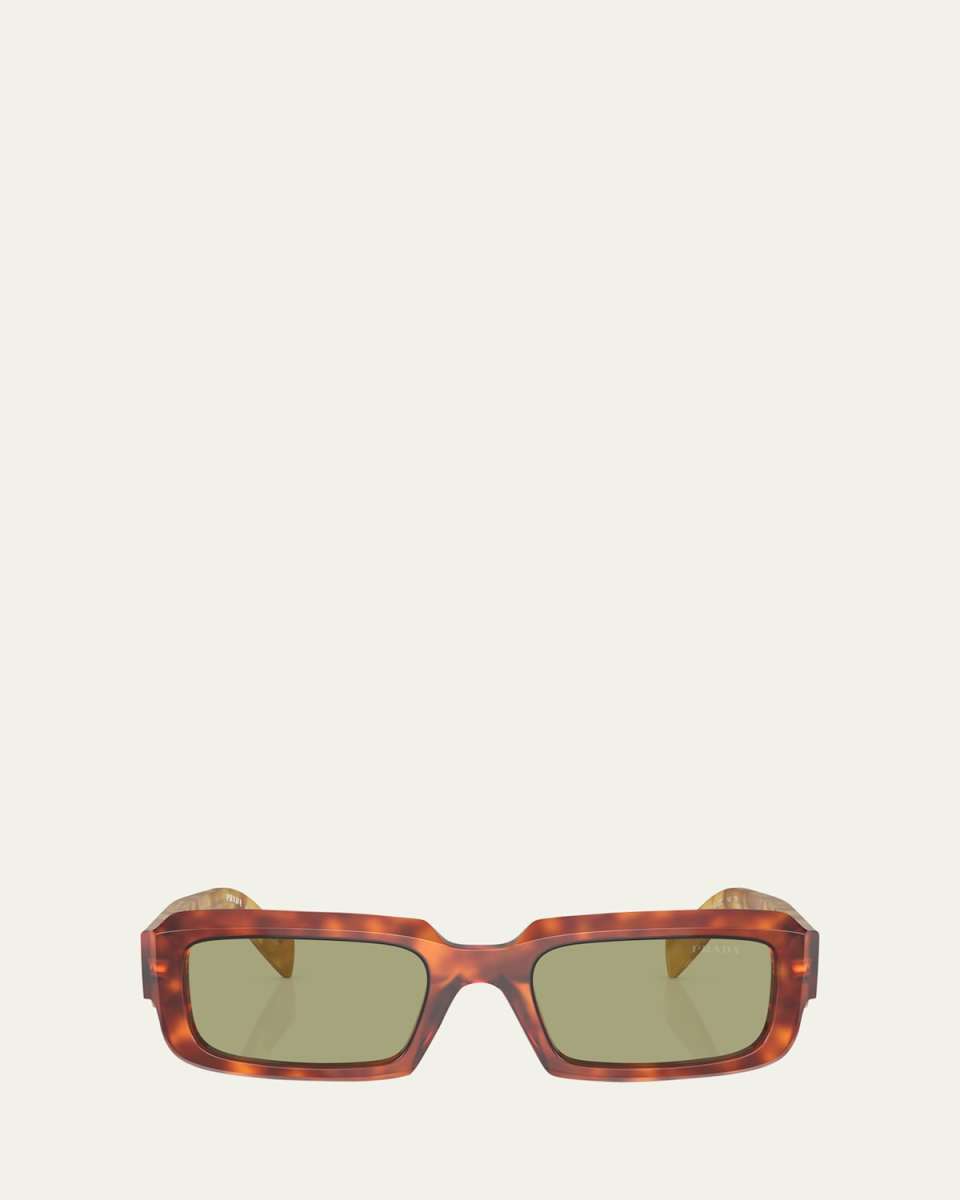 Geometric Logo Acetate & Plastic Rectangle Sunglasses